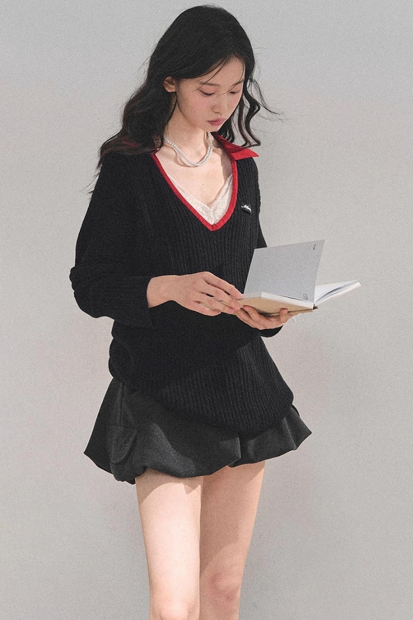 American College Wool V-Neck Sweater