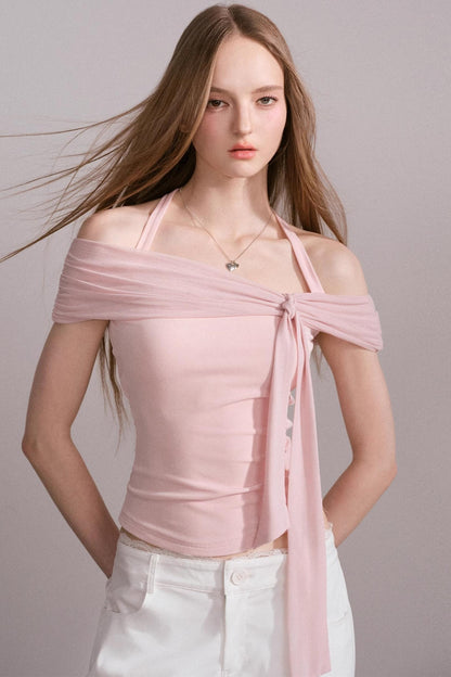 One-Shoulder Mesh Top