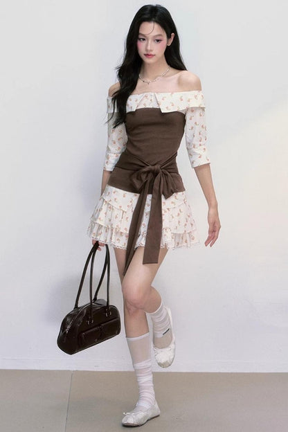 Patchwork Blouse Skirt Set-Up