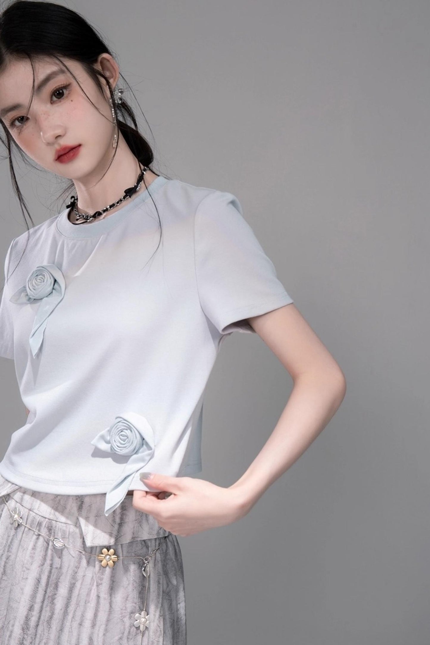 Smudge Art Sheer Print Skirt