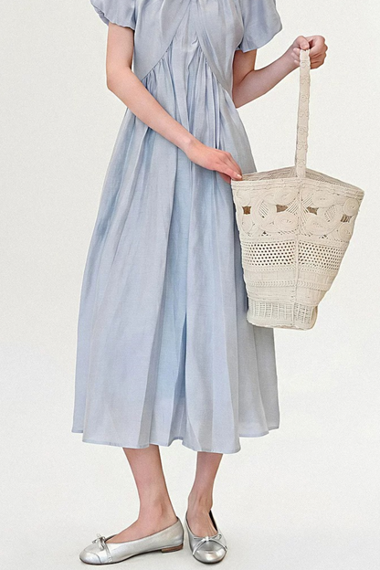 Lyocell Puff Sleeve Dress