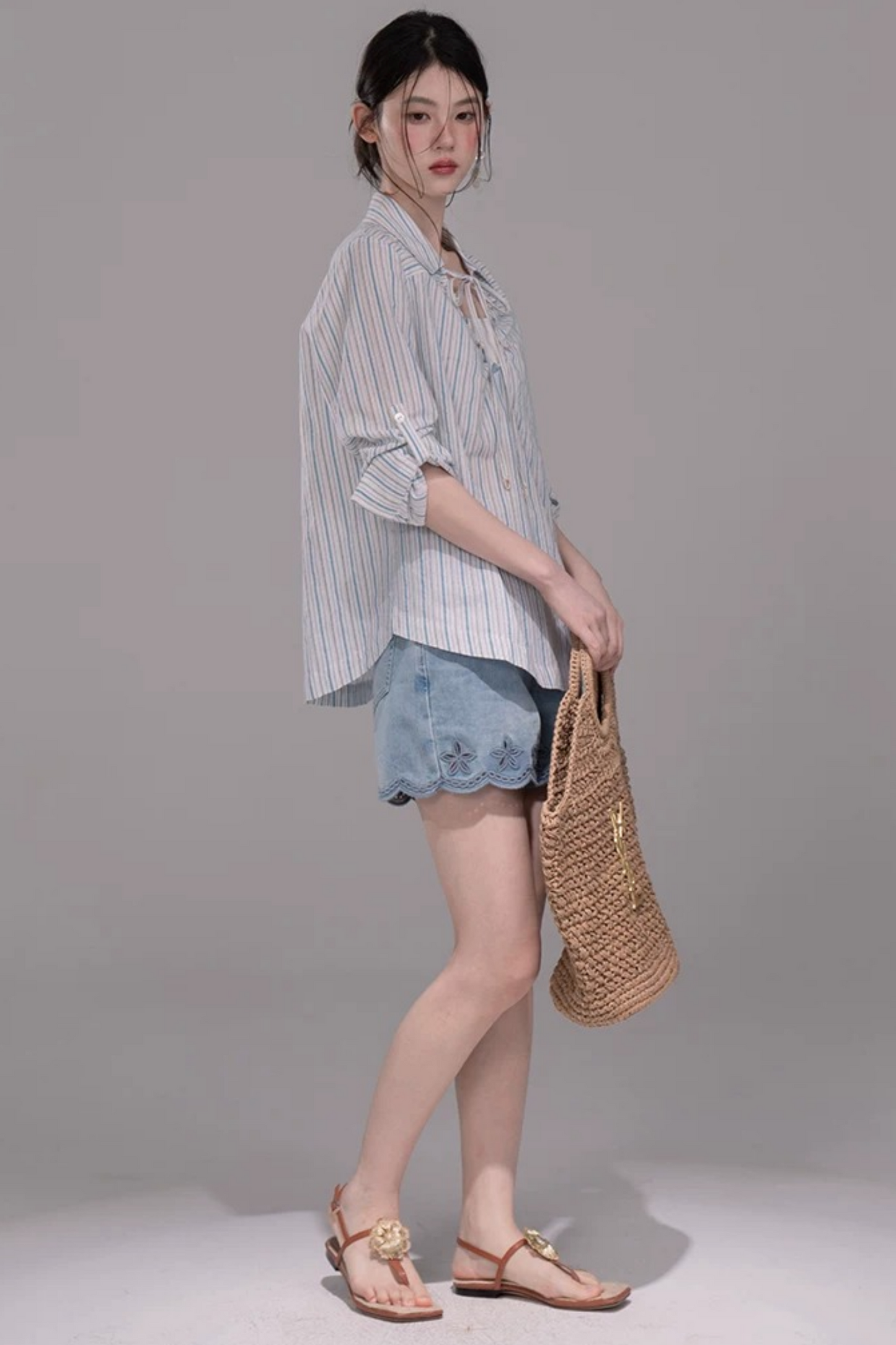 Conjunto de Camisa a Rayas Azul Soda