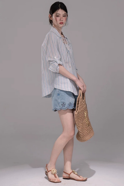 Conjunto de Camisa a Rayas Azul Soda