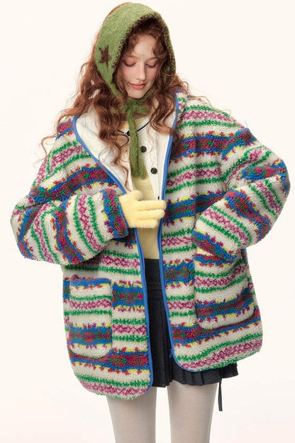 Imitation Cashmere Hooded Jacket