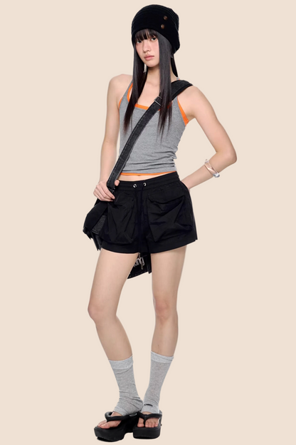 Pleated Quick-Dry Sports Shorts