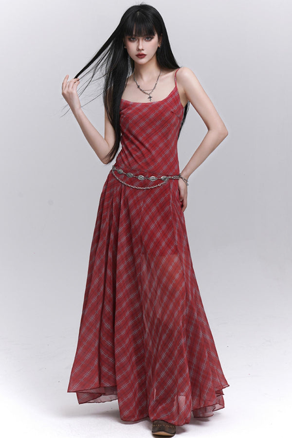 Pink Plaid Halter Dress