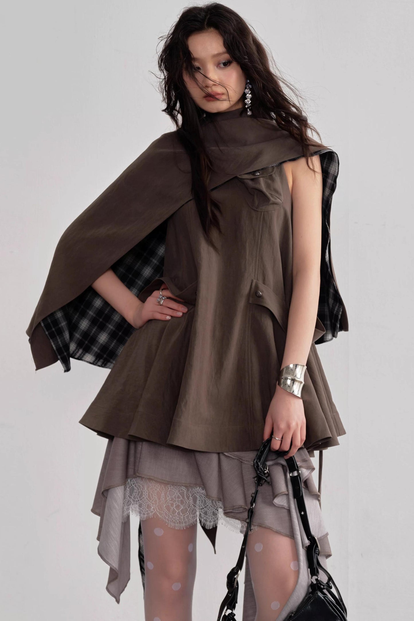 Pleated Linen Lace Skirt