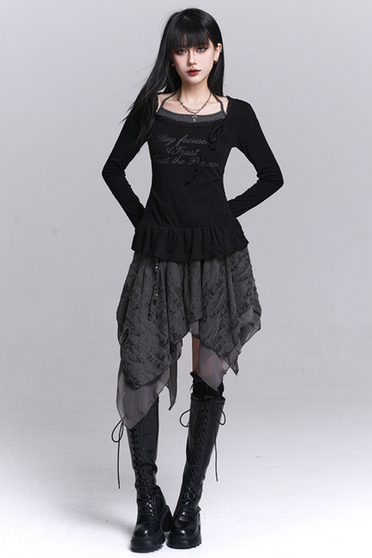 Black Halter Neck Two-Piece Top