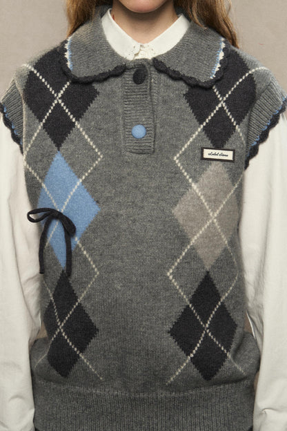 Vintage College Checkered Sweater Vest