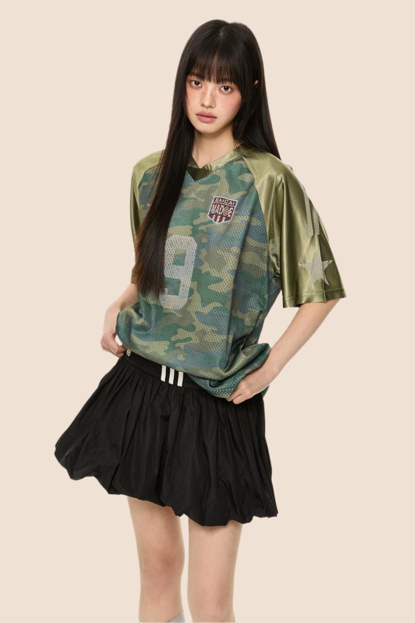 Retro Camo V-Neck Tee