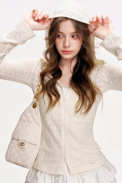 Mist Lace Hooded Cardigan Top
