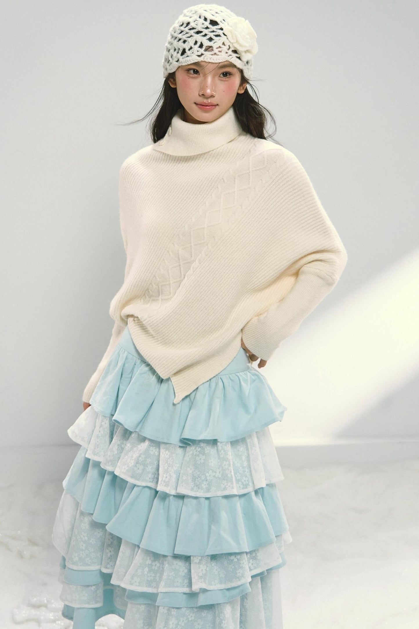 Lace Patchwork Puffy Skirt