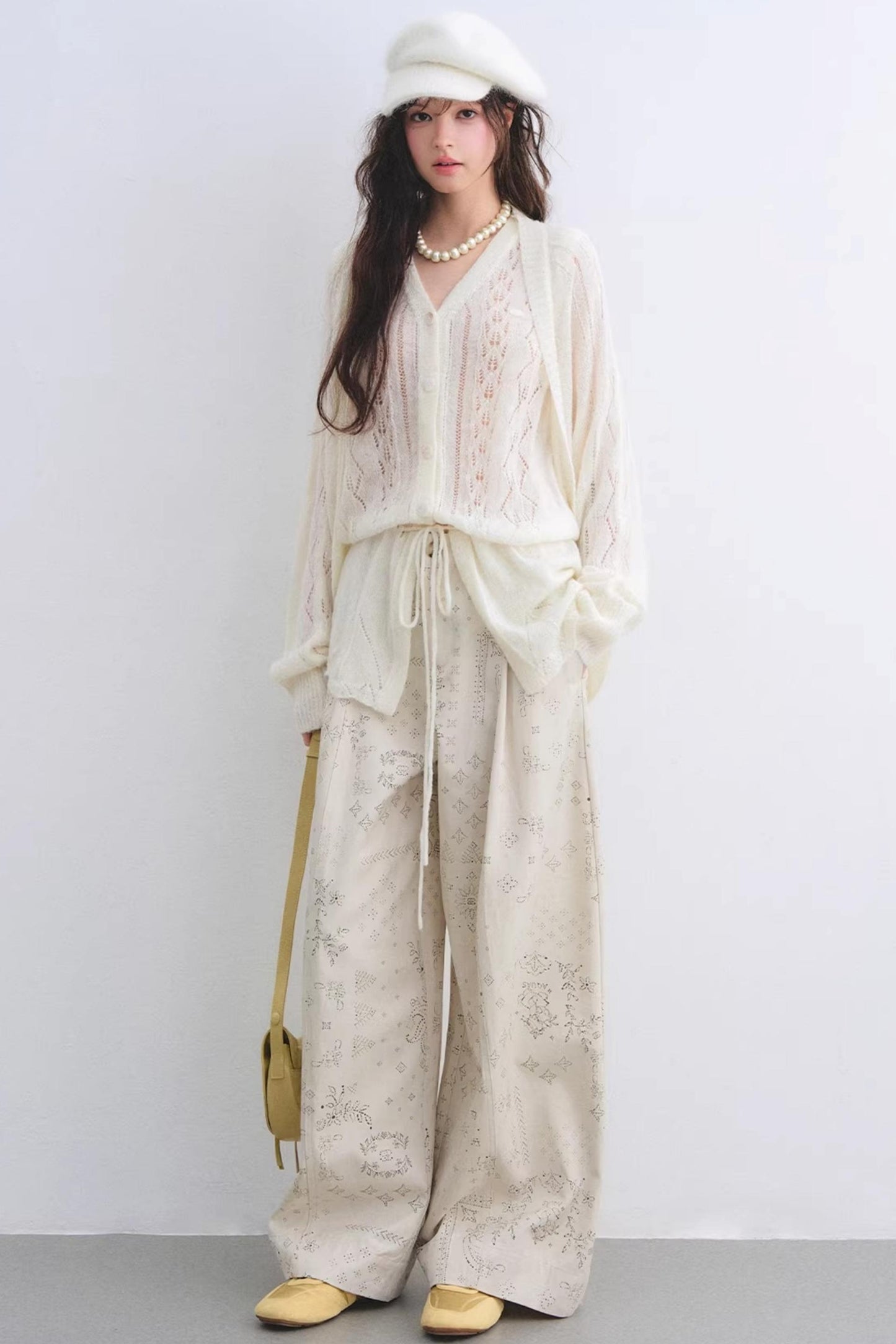 Lyocell Paisley Wide-Leg Pants