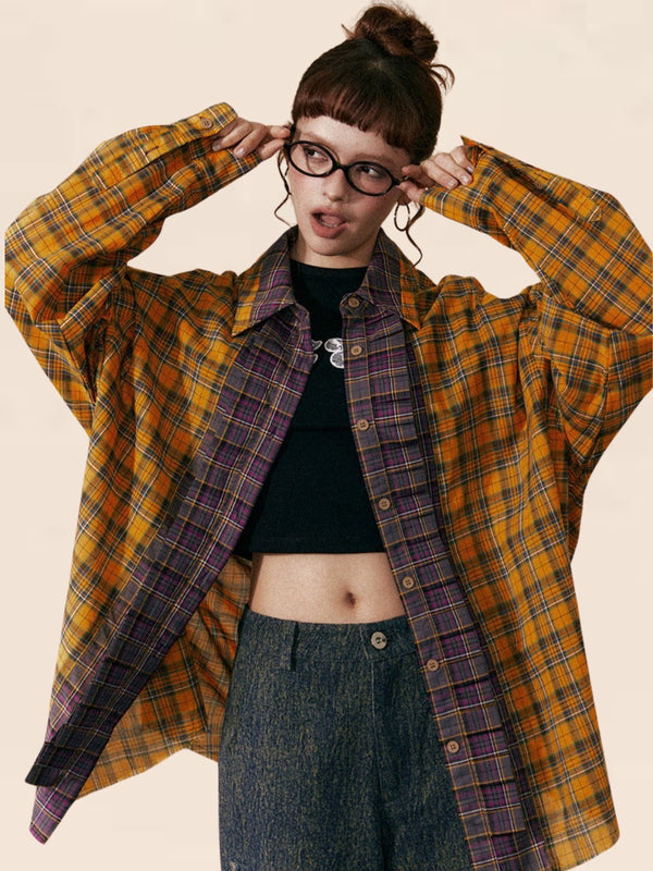 Two-Color Wide Checkered Shirt