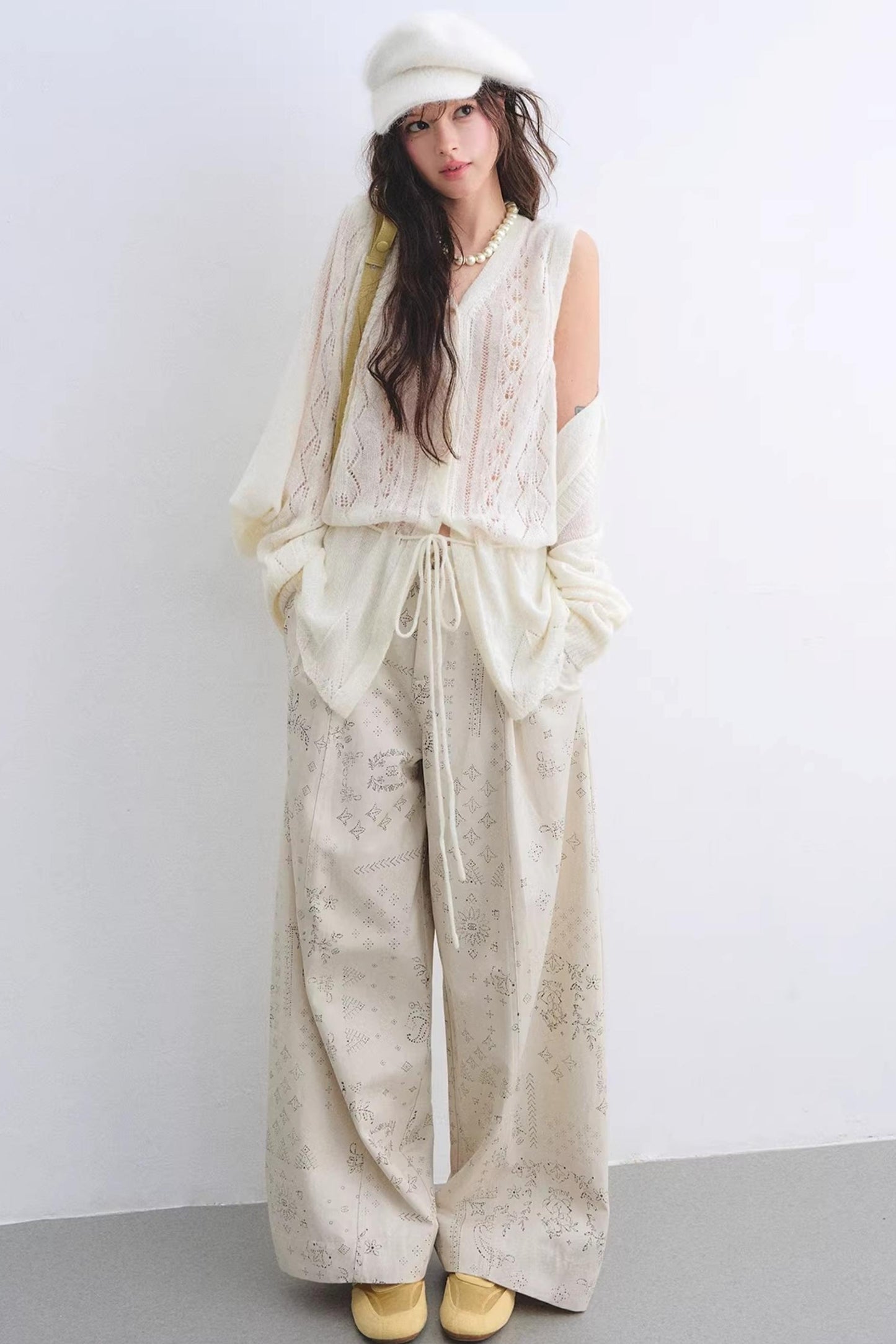 Mohair Purple Cut-Out Cardigan Set-Up