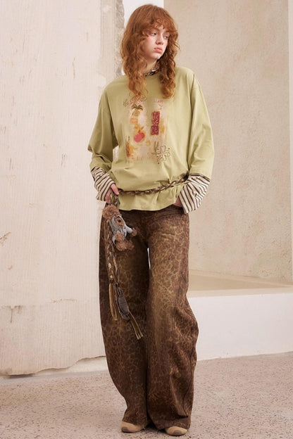 Leopard Split Wide Leg Pants