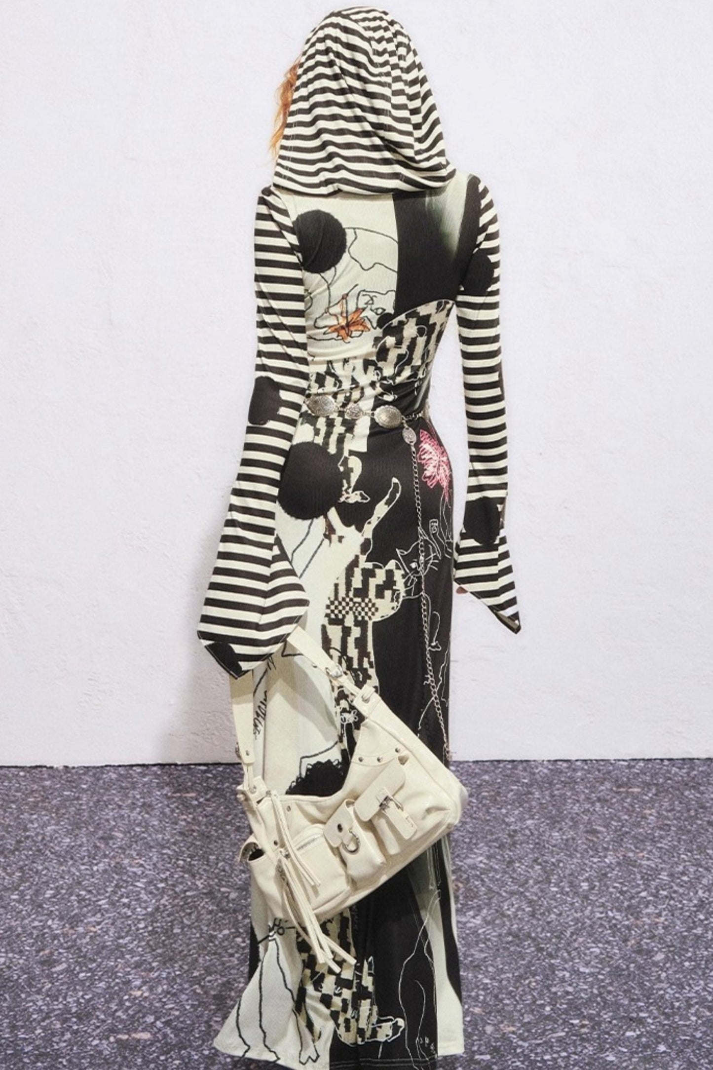 Hand-Painted Slim Fit Hooded Dress