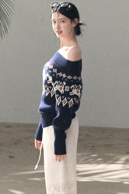 Sheep Wool Fair Isle Sweater