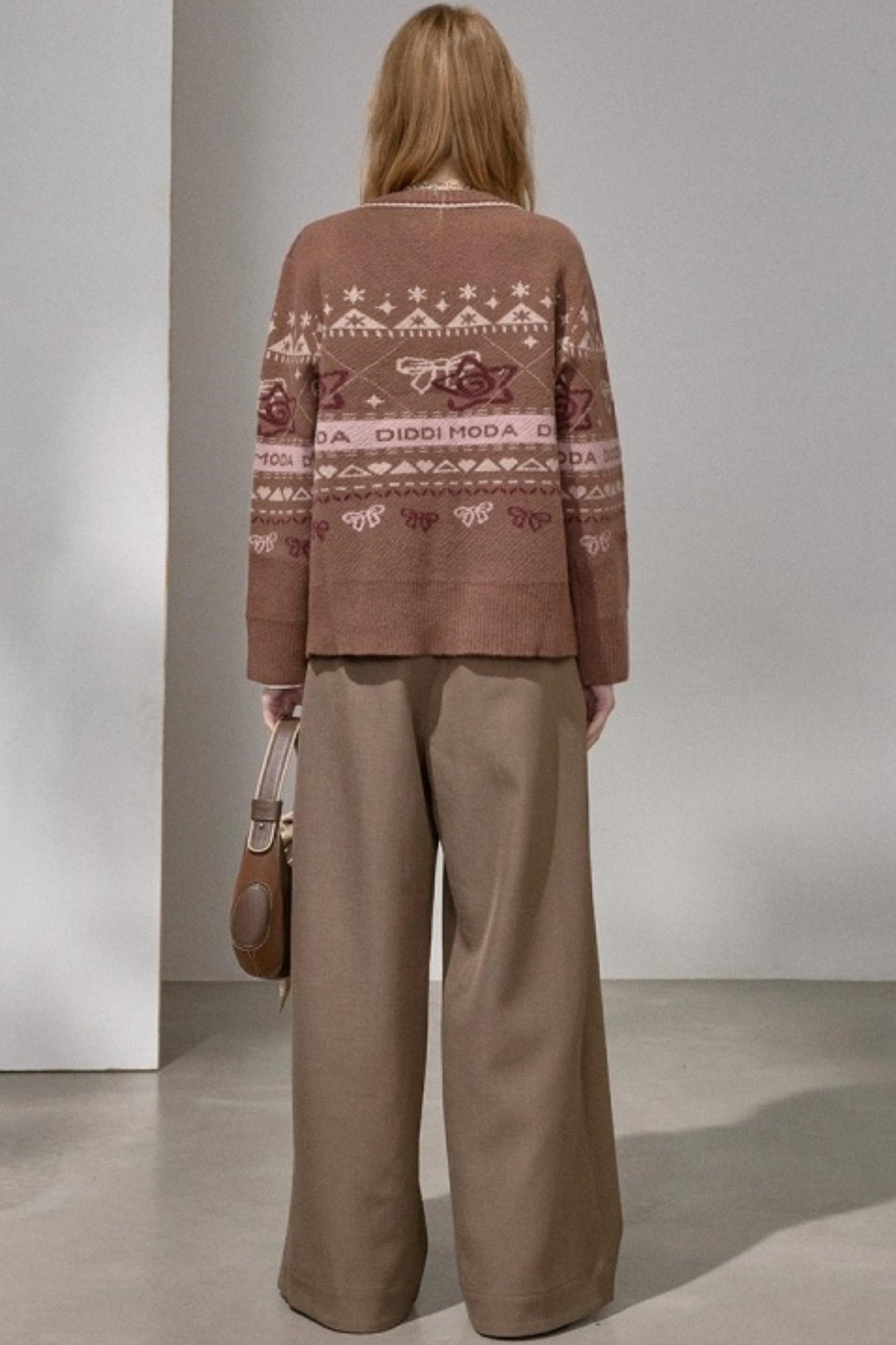 Fair Isle Bow Knit Sweater