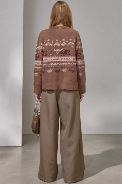 Fair Isle Bow Knit Sweater