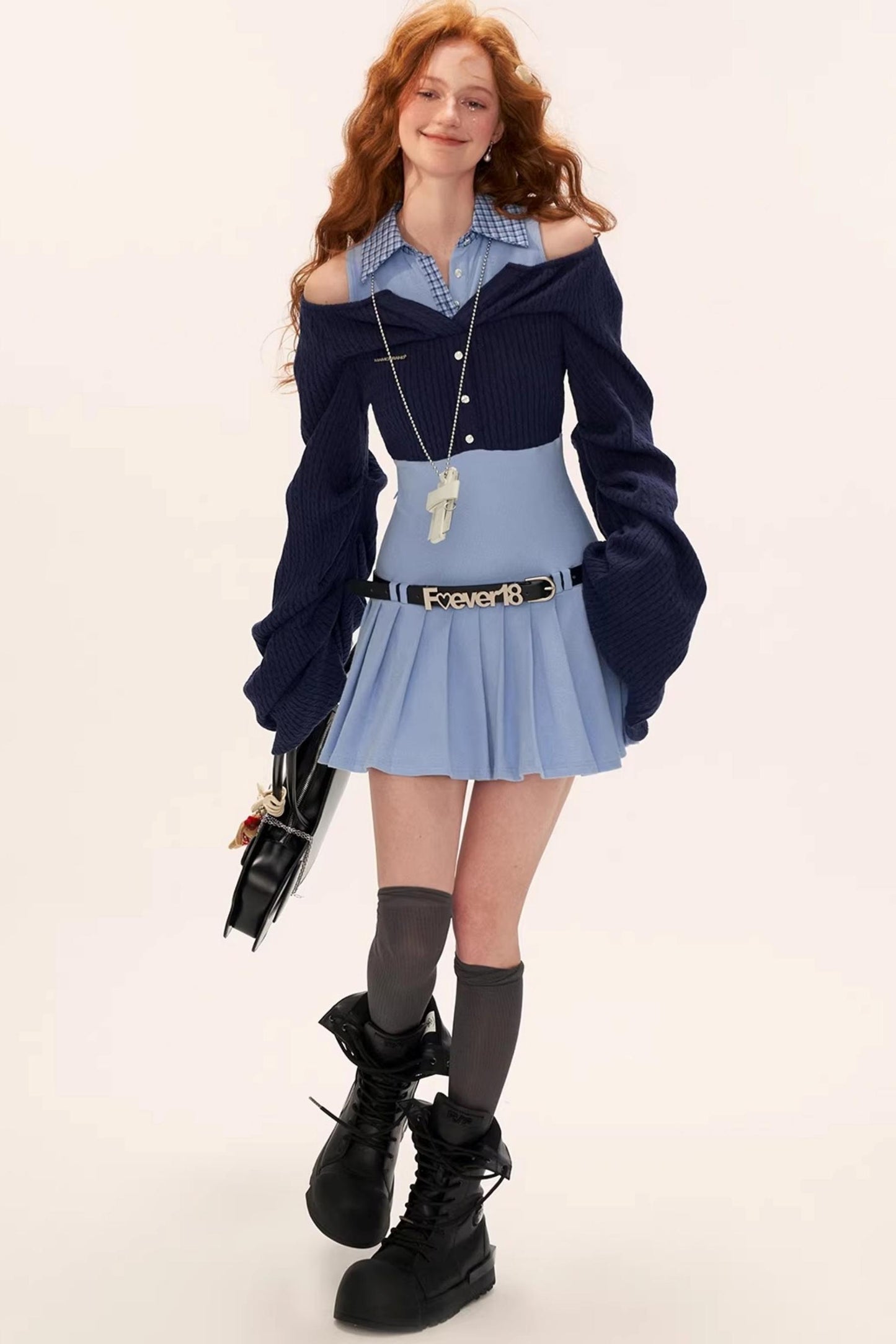 Patchwork Two-Piece Collar Dress