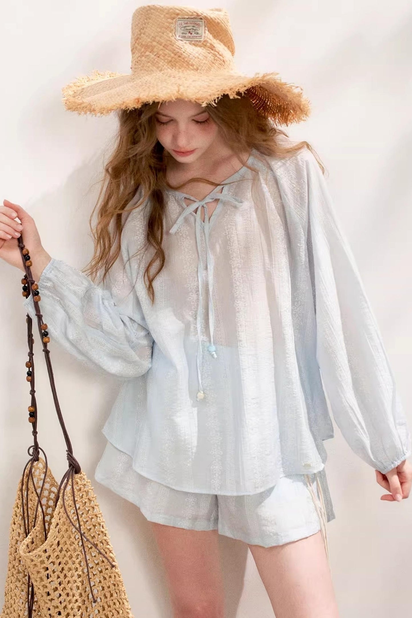 Beaded Tencel Boho Chic Ensemble Shorts