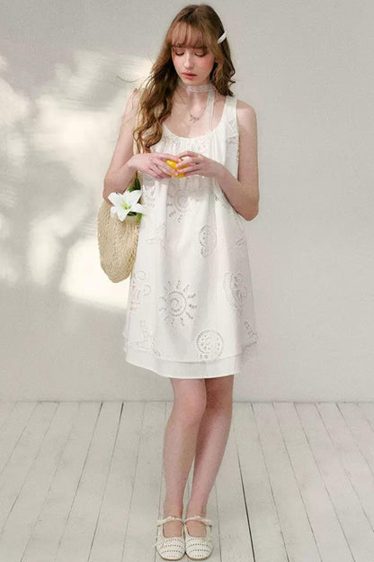 White Hollow A-Line Dress