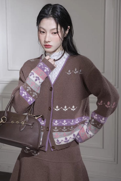 Winter Tulip Wool Cardigan Set