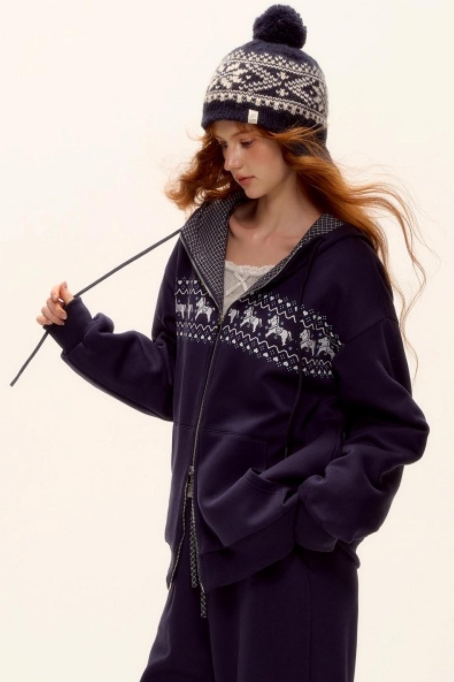 Fair Isle Quilted Jacket Pants Set-Up