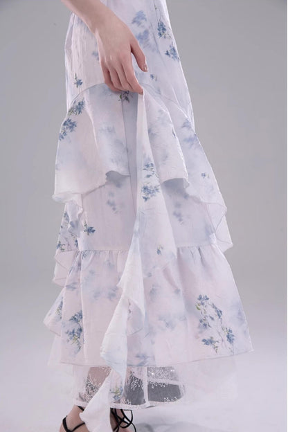 Fluid Floral Cascade Dress