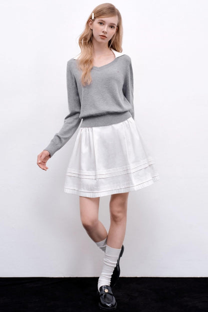 V-Neck Two-Piece Pullover Sweater