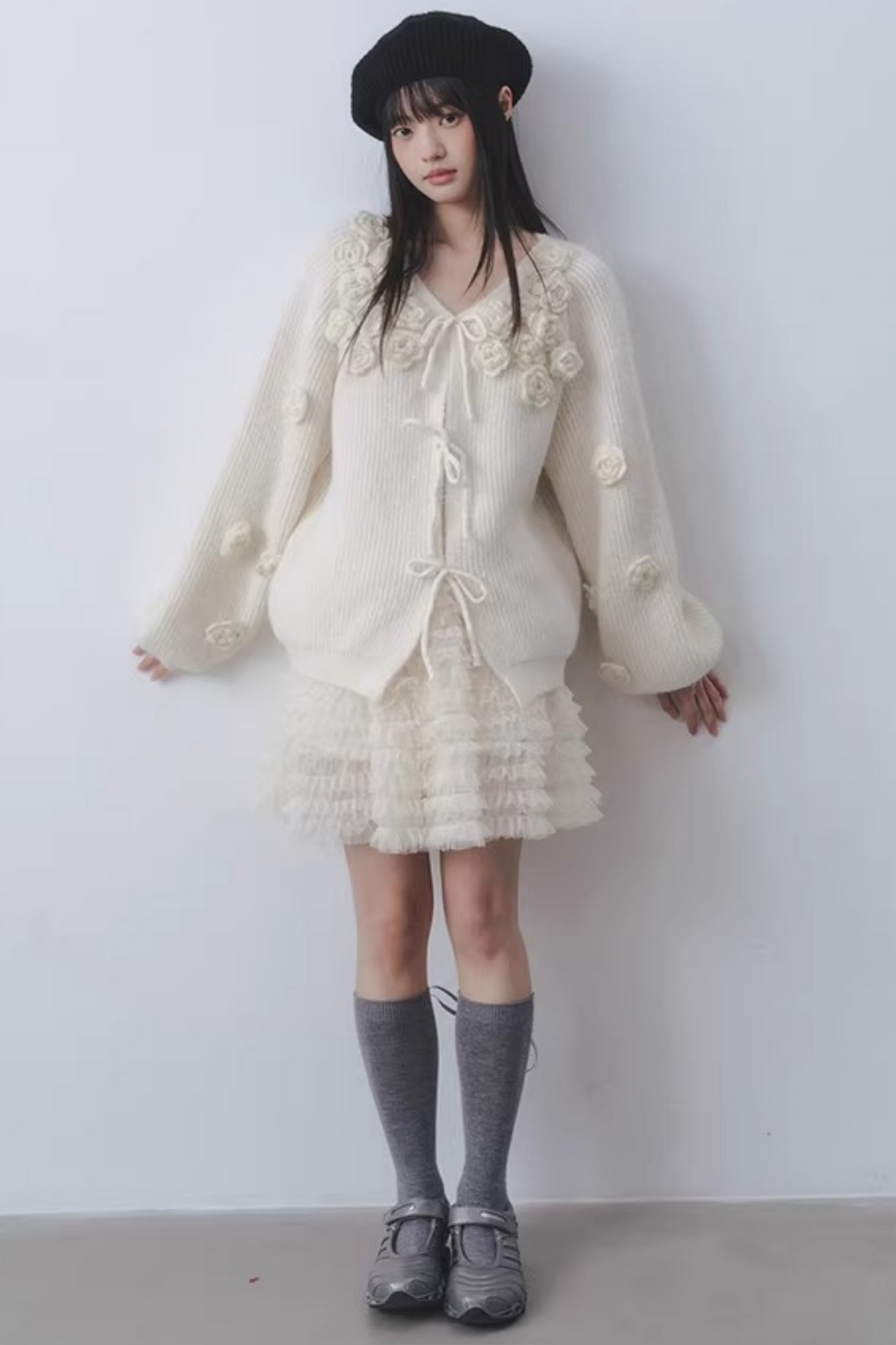 Milky White Floral Cardigan