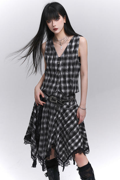 Summer Plaid Bustier Skirt Set-Up