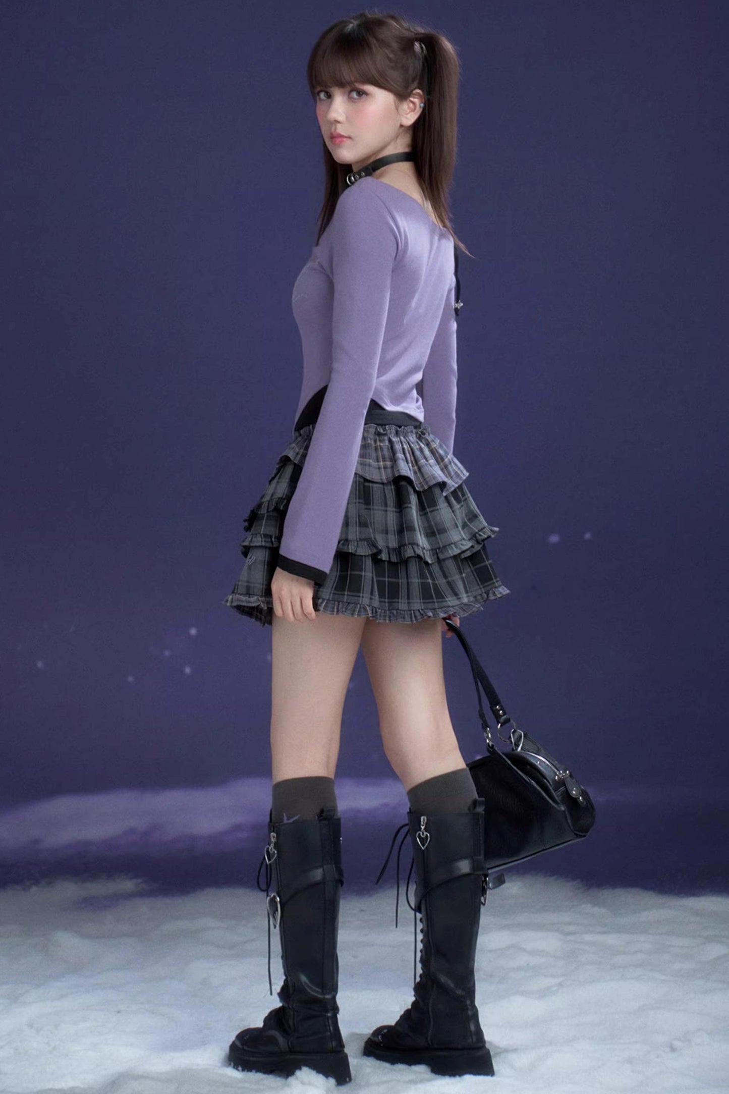 Purple and Black Two-Piece Top