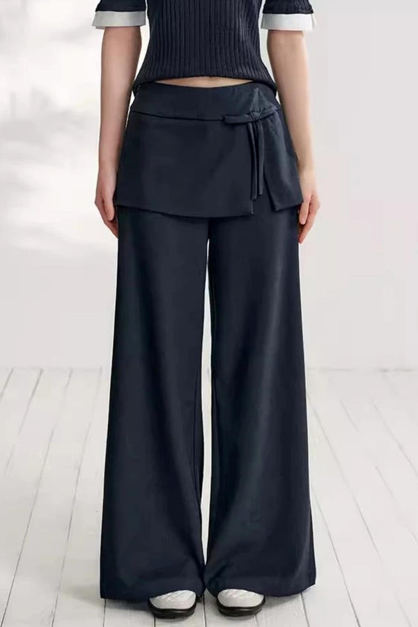 Color-Block Shirt Collar Knit Set-Up