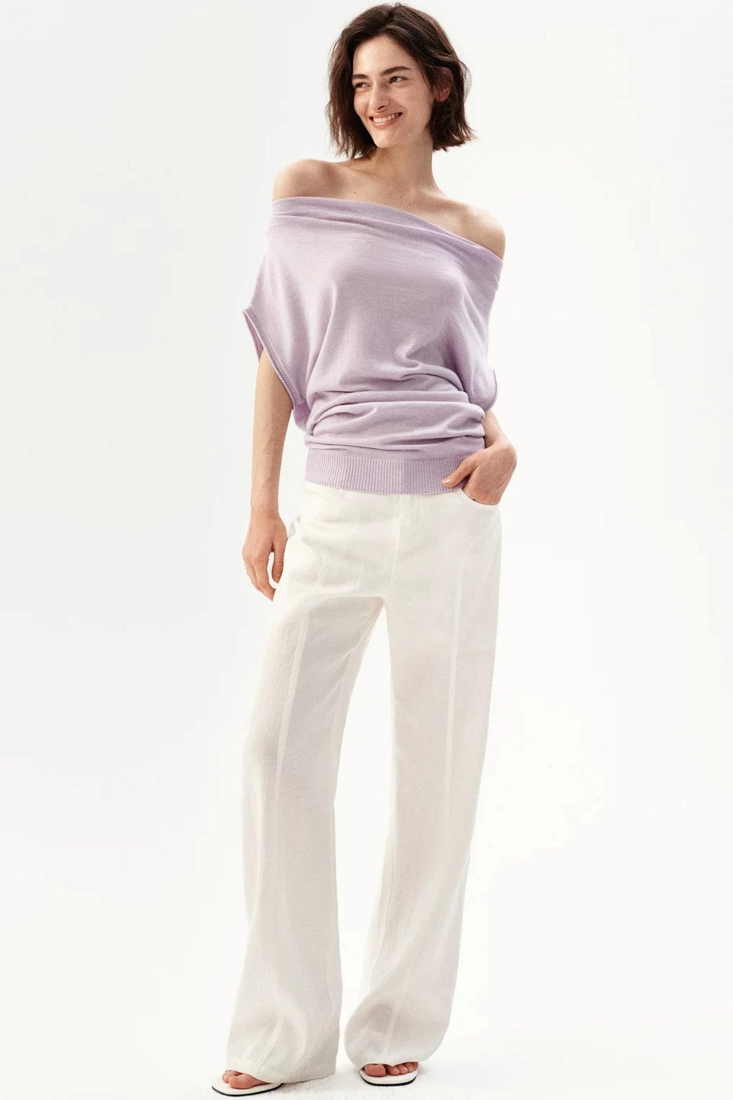 Tencel Wool Off-Shoulder Top