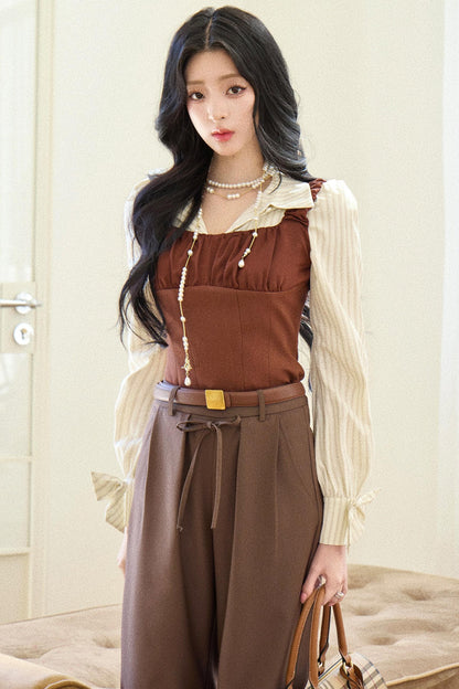 Versatile Tie-Waist Wide-Leg Pants Set-Up