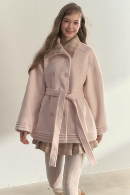 Plaid Double-Breasted Wool Coat