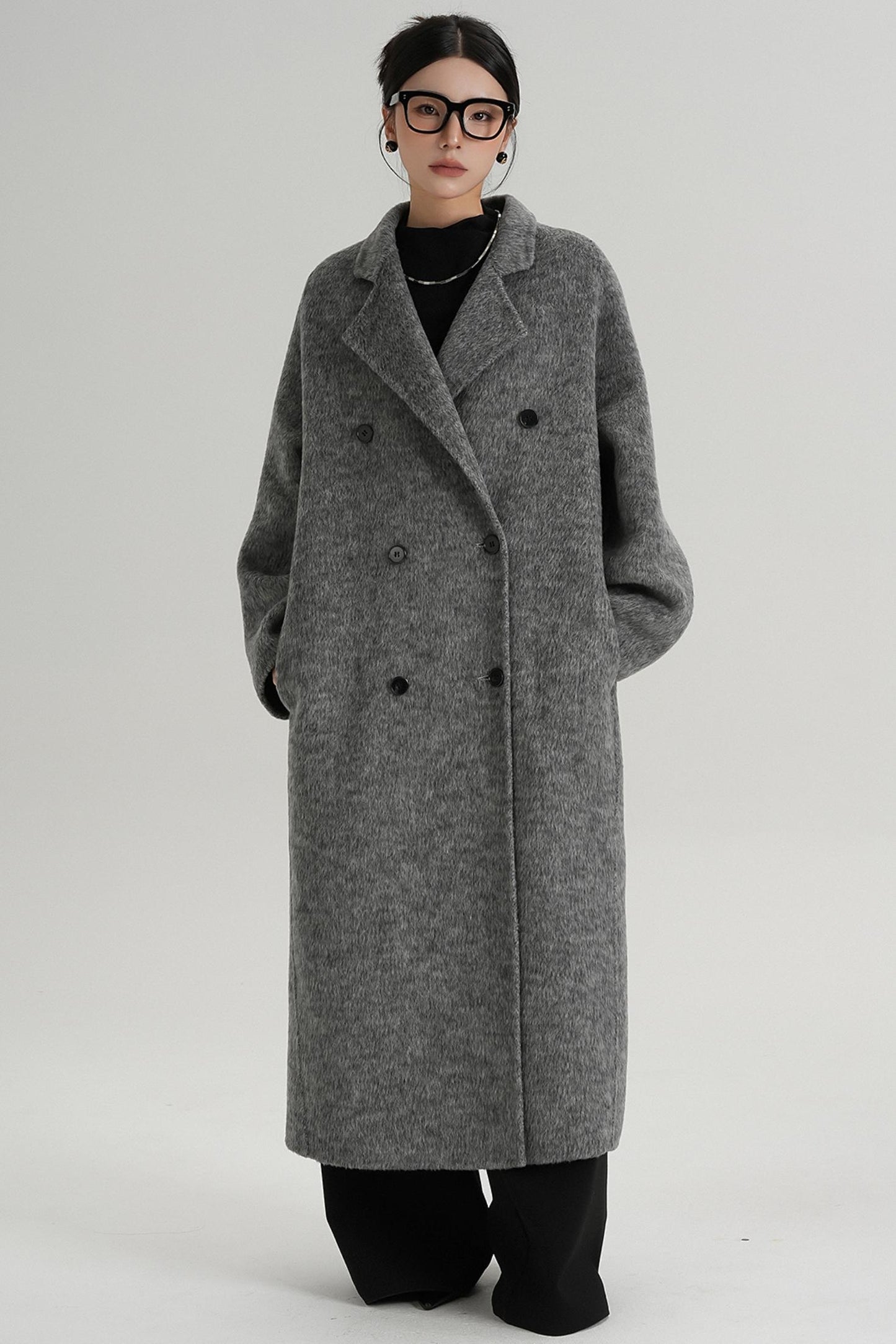 With Suit Collar Long Woolen Coat