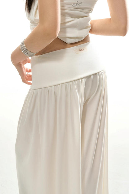 Silk Pleated Vest Pants Set-Up