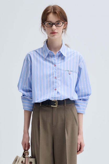 French Striped Casual Shirt