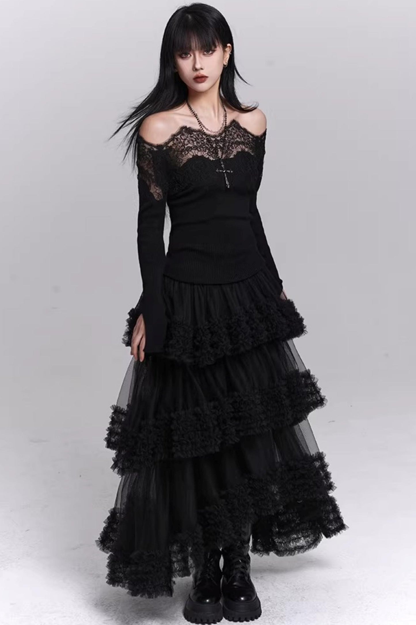 Ghostly Black Off-Shoulder Top