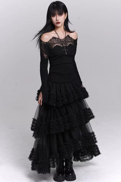 Ghostly Black Off-Shoulder Top