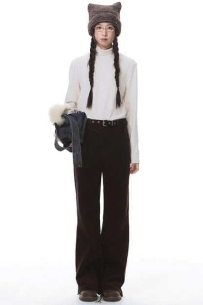 Star Brushed Turtleneck Long-Sleeved Top