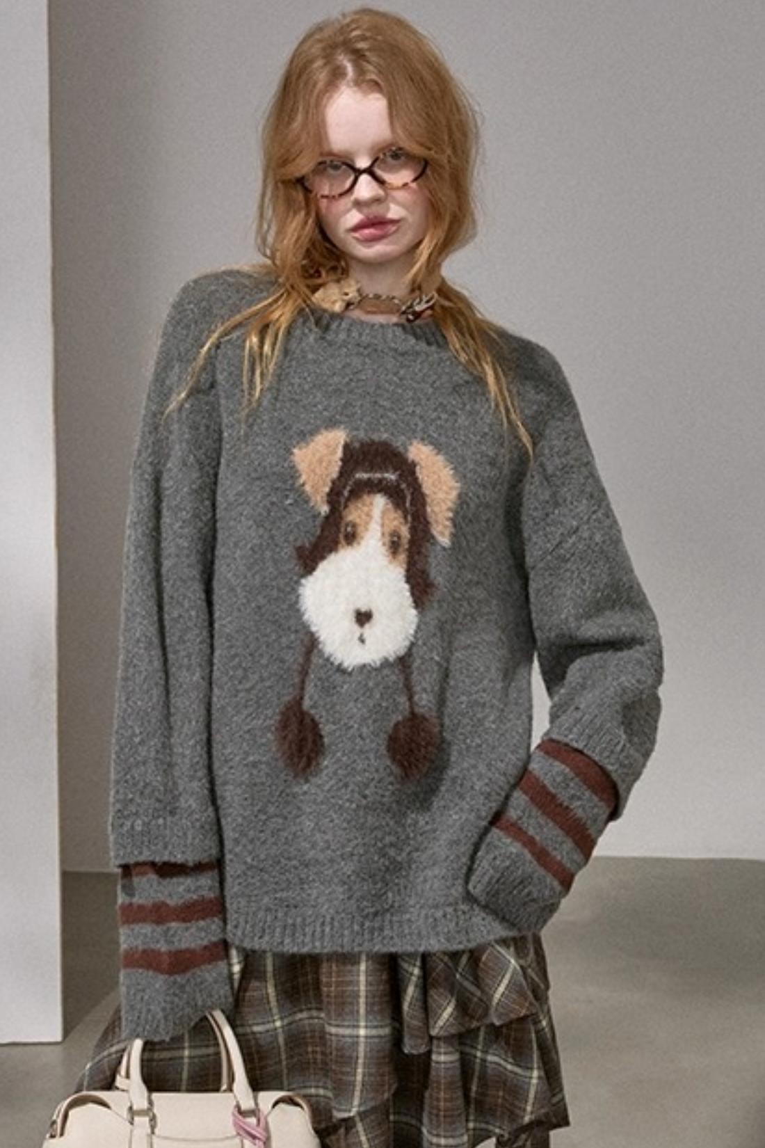 Hat and Puppy Knitted Sweater