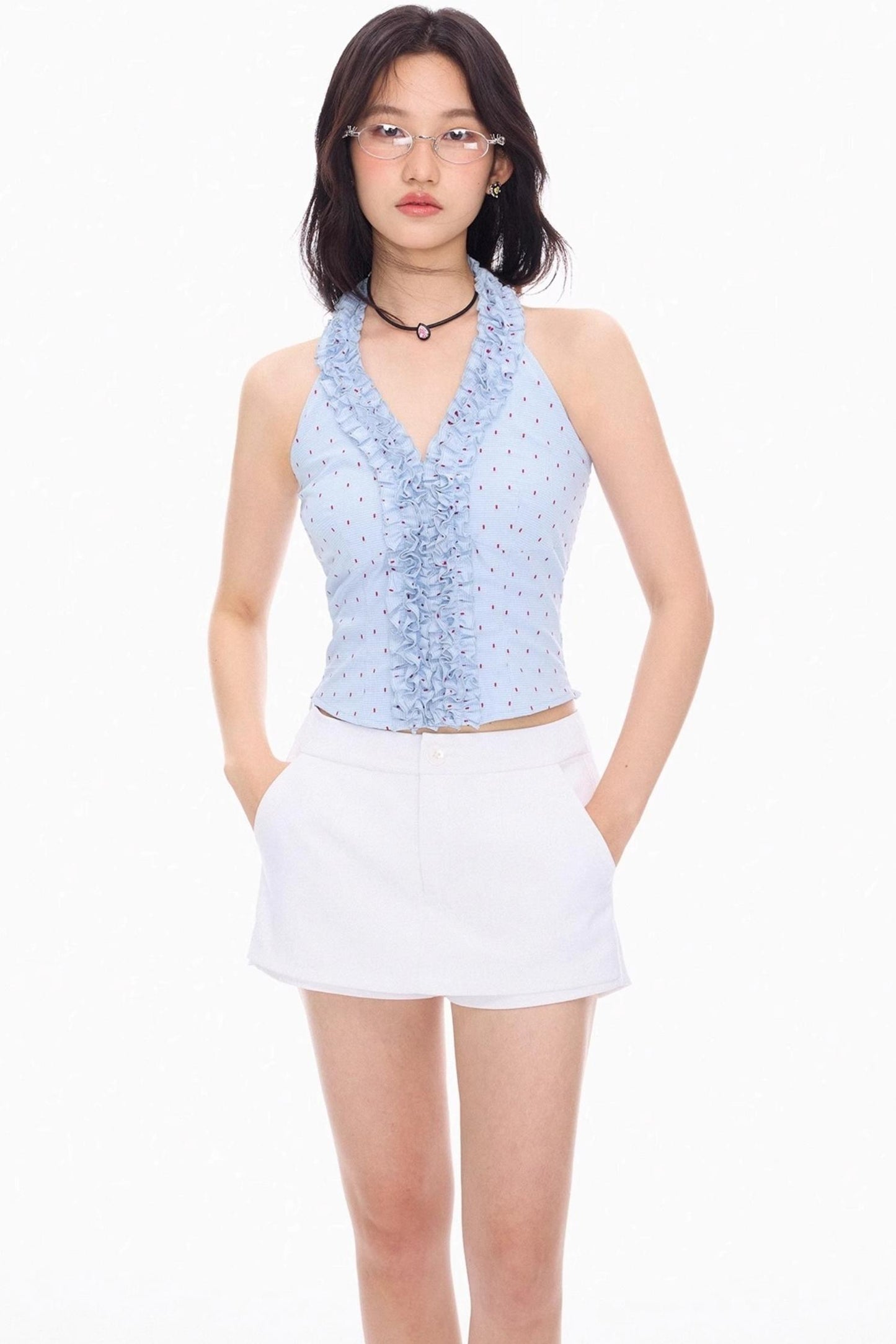 Colorblock V-Neck Lace Tank