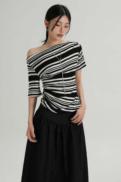 Stripe One-Shoulder Top