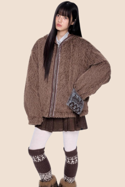 Furry Hooded Cotton Jacket