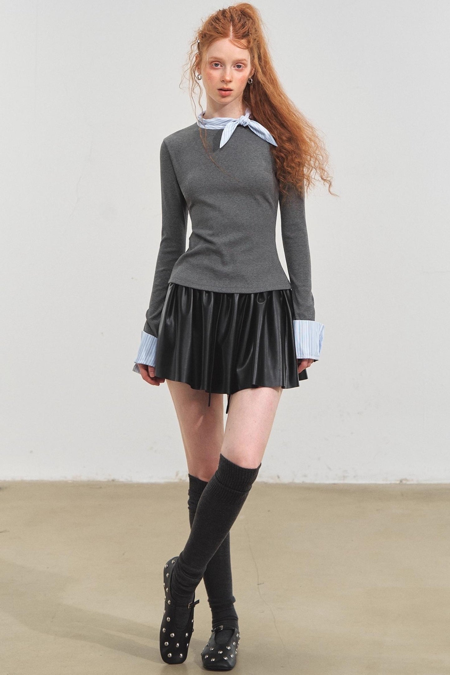 Bow Tie Slim Knit Top