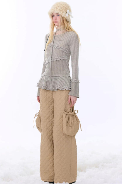 Retro Ruffled Knit Top